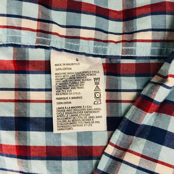 Nautica Men's Large Shirt Blue Red Plaid Long Sleeve Pocket Front Button Up BM6 - Picture 4 of 5